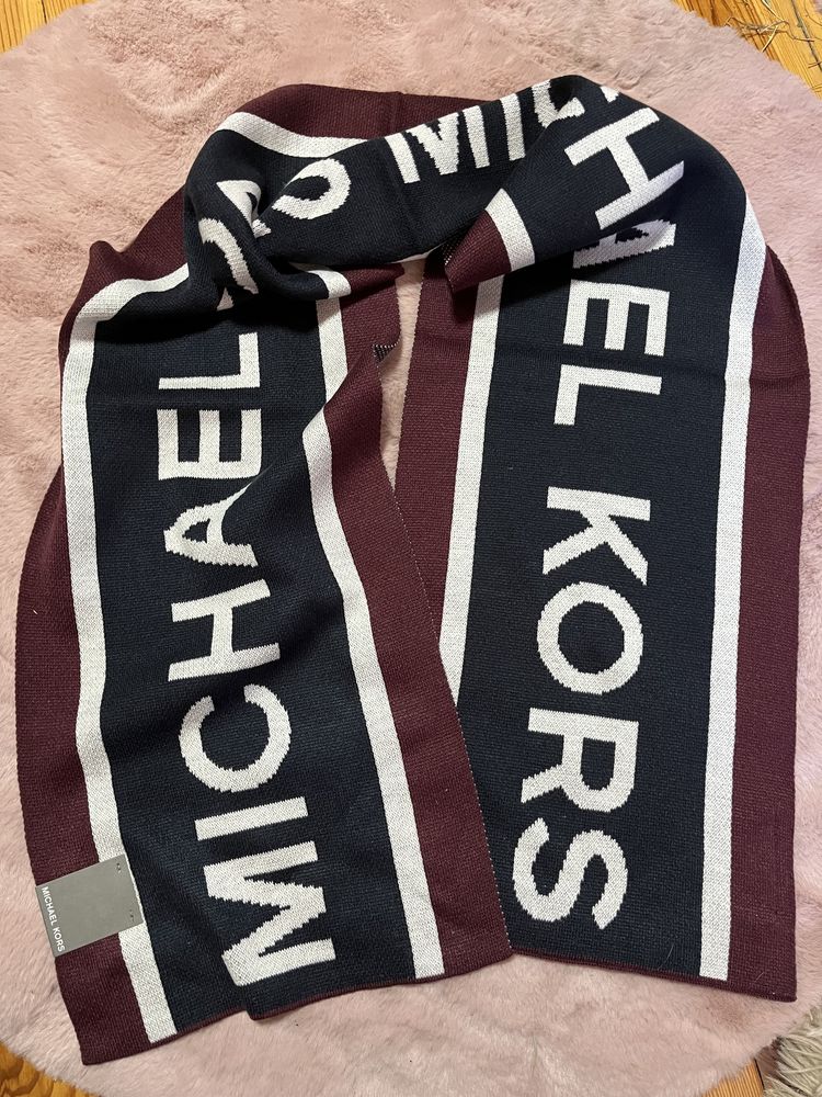 Michael Kors długi szalik szal logowany monogram 180 granatowy MK
