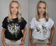 T-shirt koszulka ze złotym zdobieniem damska roz. 2XL-4XL DUŻO WZORÓW