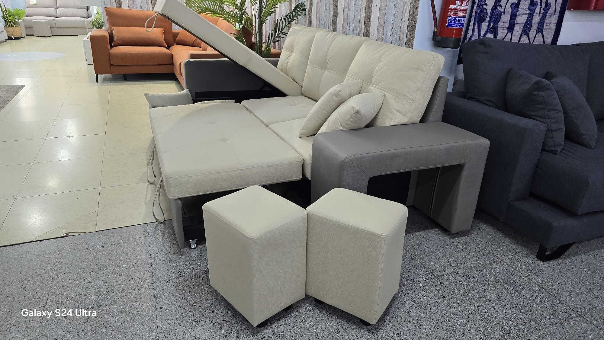Em promoção Sofá Cama com Chaise Longue portes grátis para sua casa