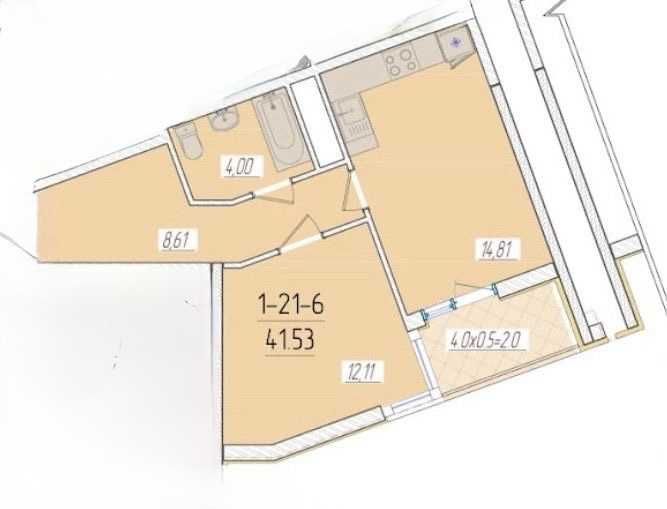 1 комн кв ЖК 66 Жемчужина 41,53м2-43000у.е