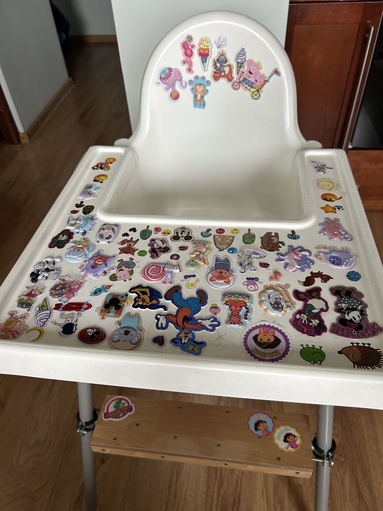 Krzesełko do karmienia Ikea Antilop białe plastikowe