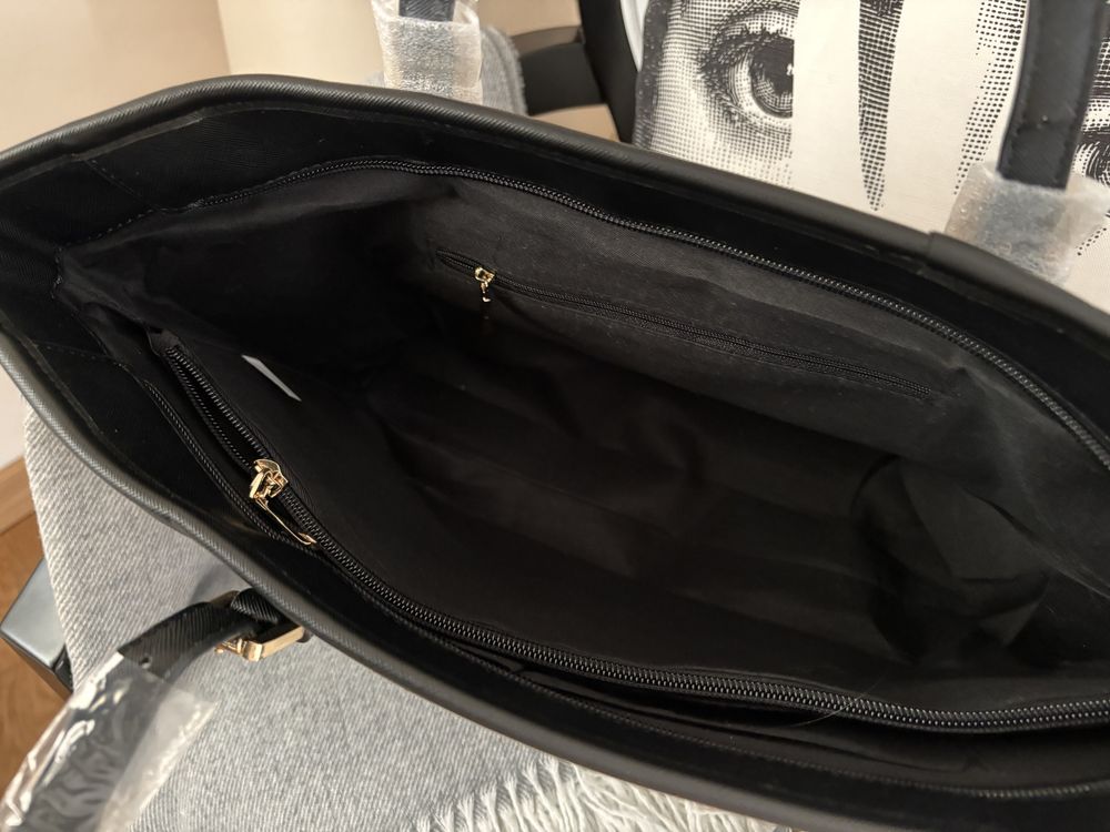 Mala Shopper preto e camel