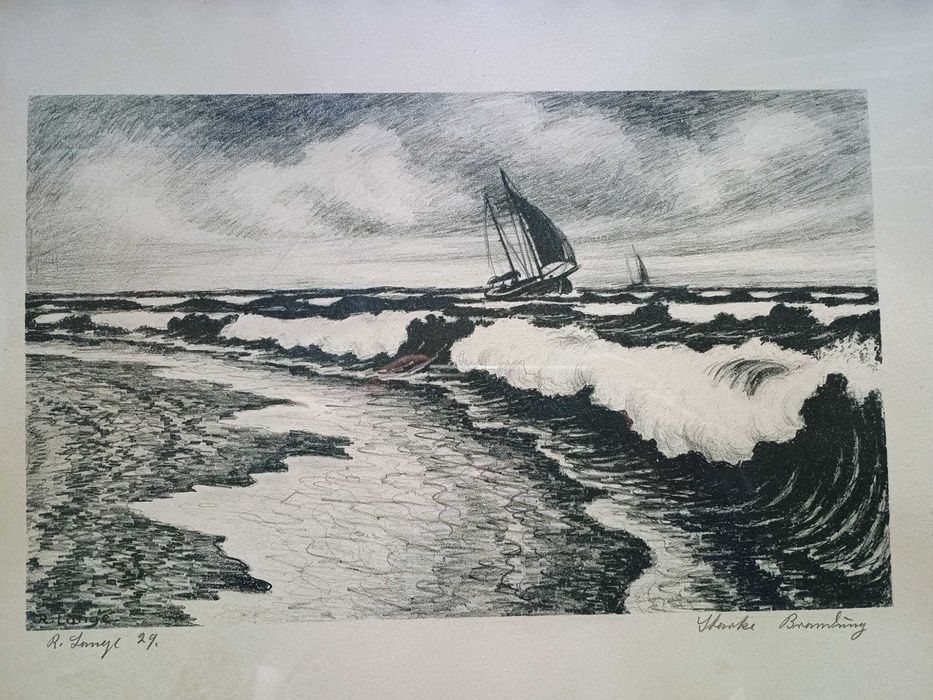 Rysunek obraz grafika rycina rama litografia R Lange Gustav Glowatsch