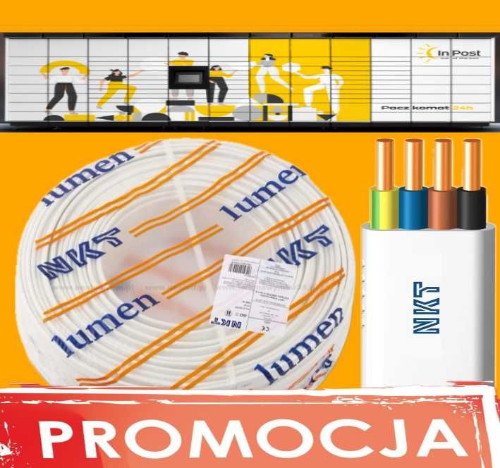 Przewód NKT Instal + YDYp 4x1,5 /3x1,5 Płaski 3x2,5, 5x1,5, 5x2,5, 5x4