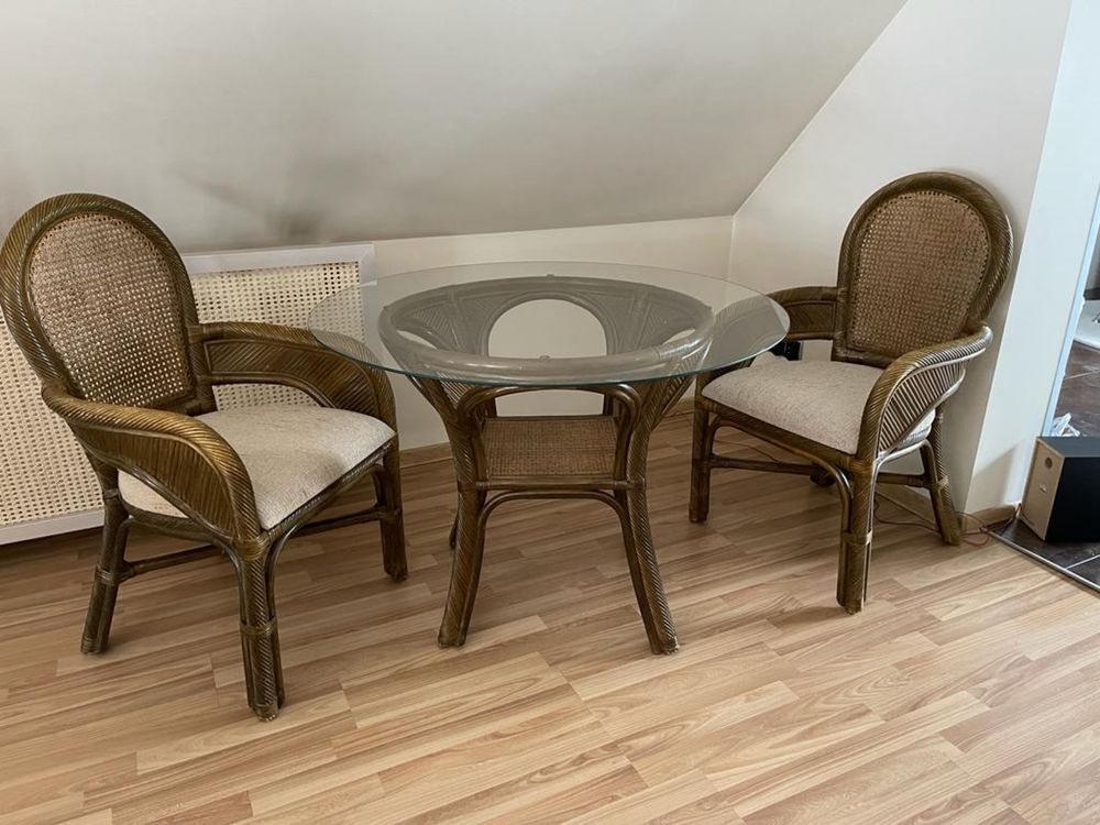 Komplet wypoczynkowy -stół z krzesłami rattan OLIMAR