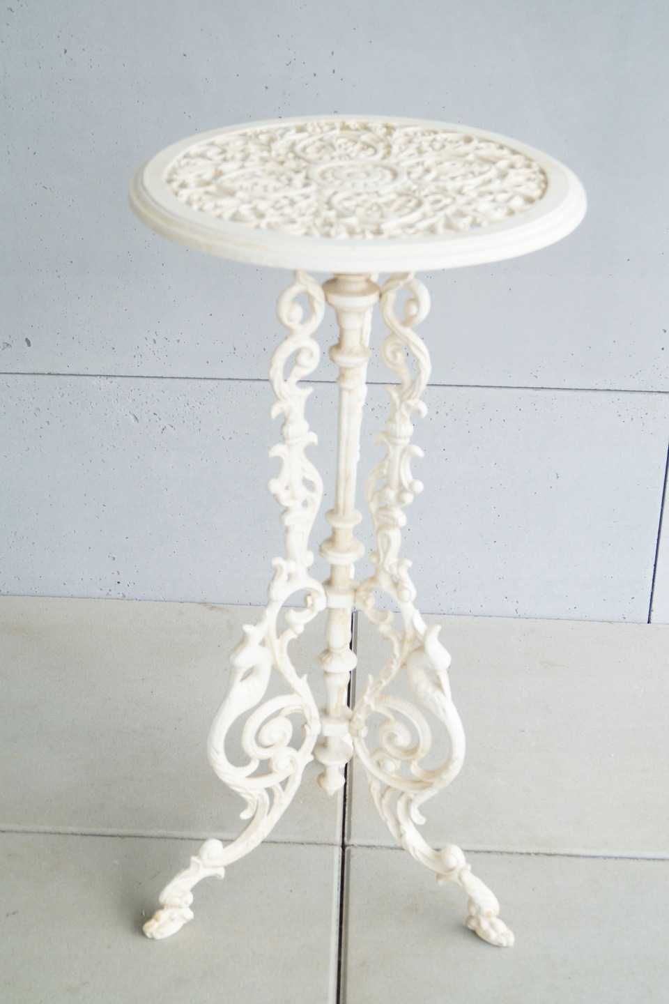 Piękny stolik żeliwny kwietnik ornamenty retro