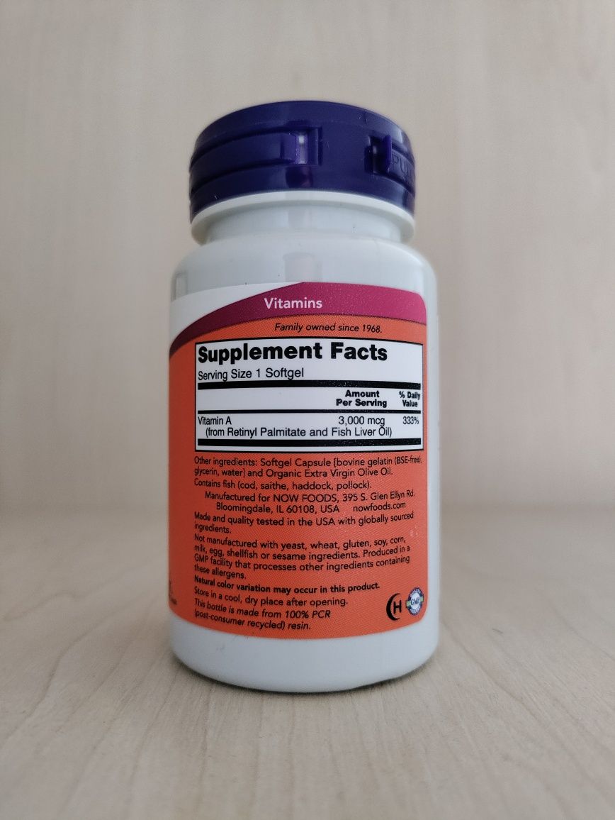 NOW Foods Vitamin A 10.000, 100 capsules, Вітамін А 10.000, 100 капсул