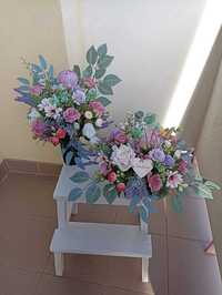Komplet kompozycja bukiet we wkładzie do wazonu cmentarz grób kwiaty