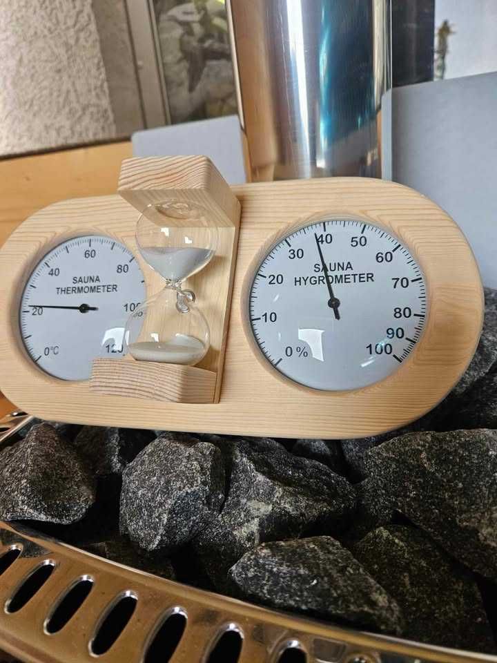 Termometr, higrometr, klepsydra 3w1 sauna