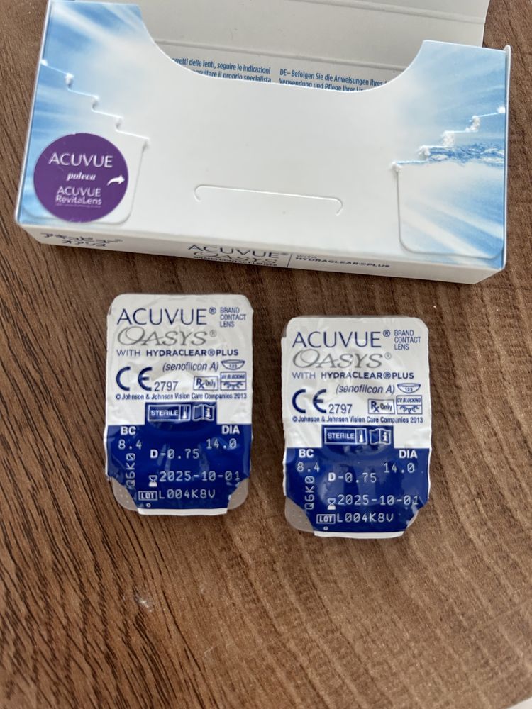 2 szt soczewek dwutygodniowych acuvue oasys -0,75