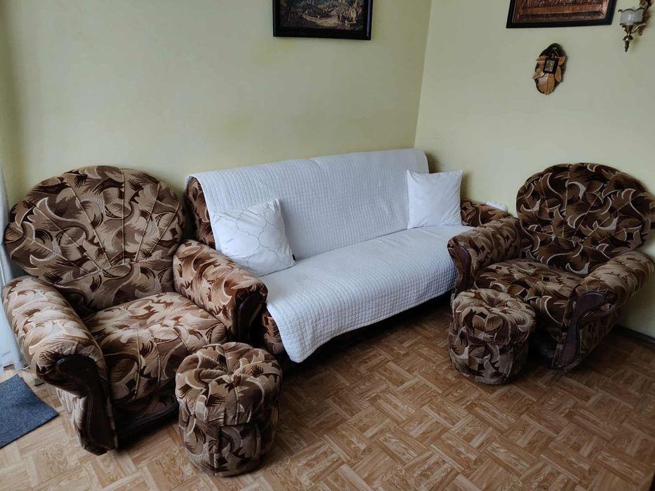 Duże fotele 2 sztuki,sofa +2pufy