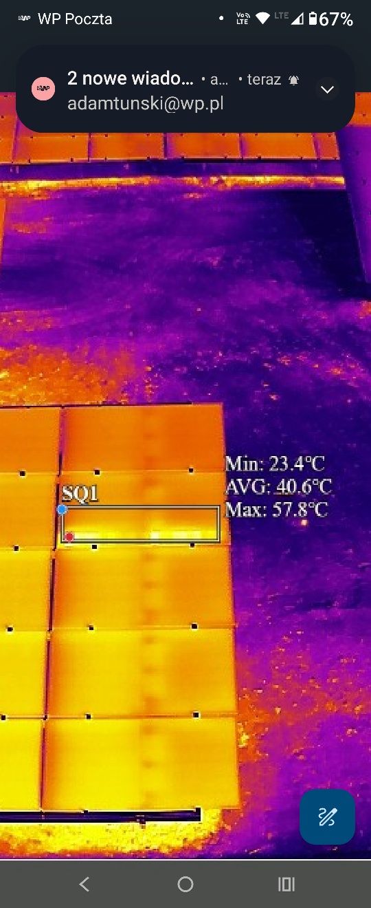 Badania Termowizyjne  PV z drona(640x512pix), badania termowizyjne,ins