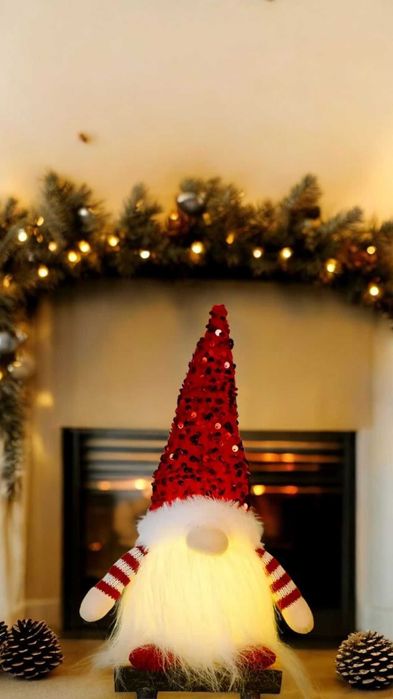 Podświetlany Mikołaj, 30cm wysokości