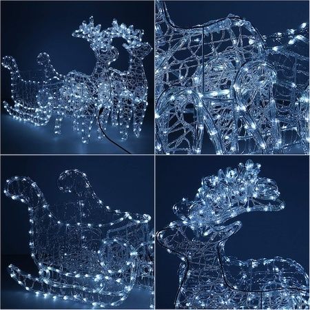 Renifery Led 150 cm świąteczne z saniami świetlna dekoracja