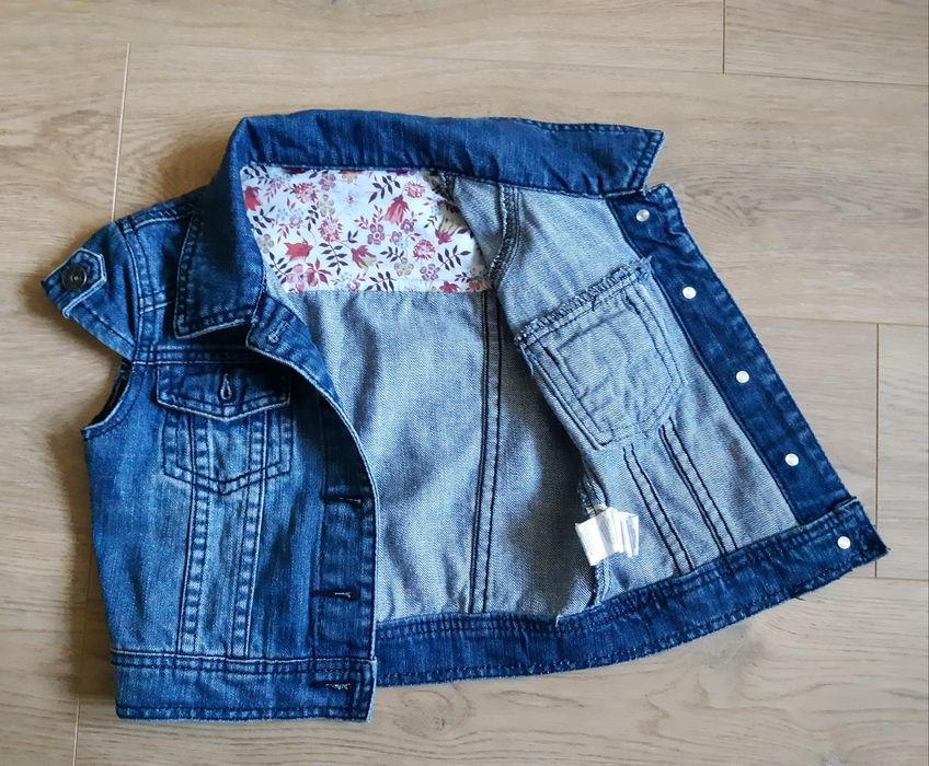 r. 104/110 DENIM kamizelka jeansowa dżinsowa dziewczęca bezrękawnik