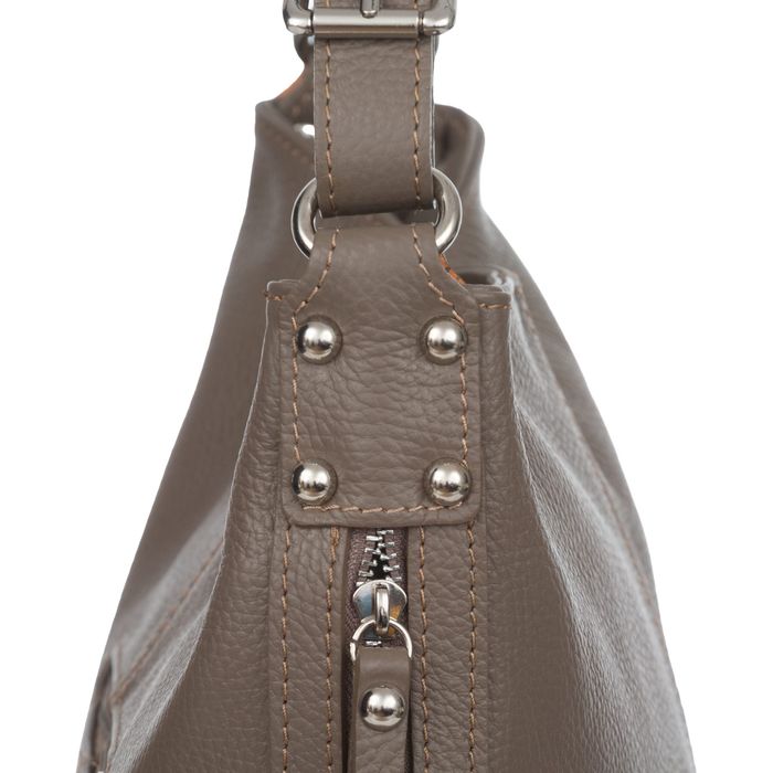 VERA PELLE torebka skórzana elegancka worek z paskiem V566 lawendowa