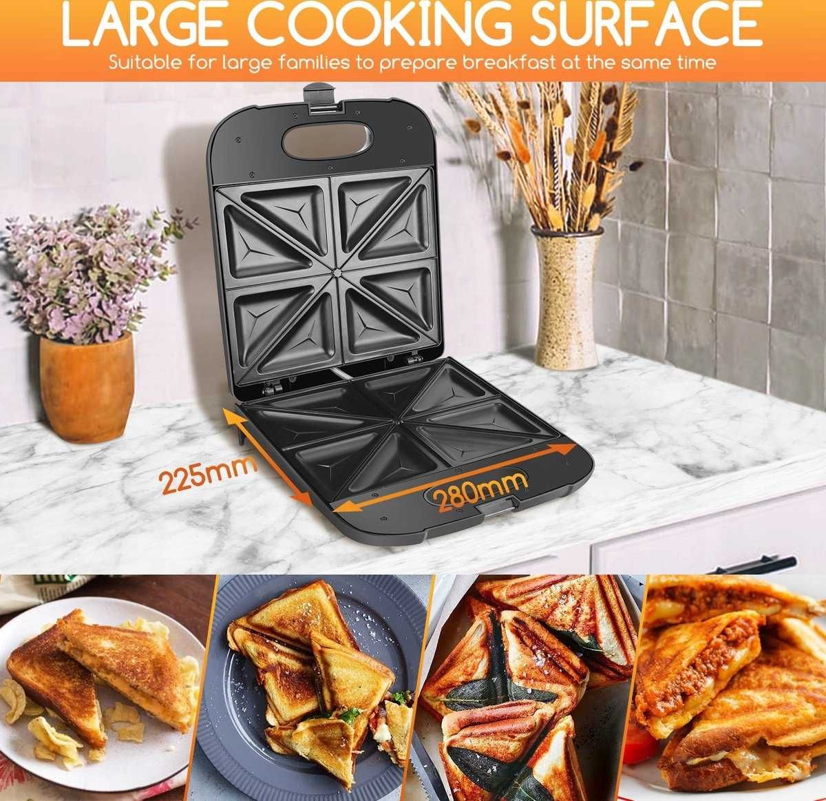 Opiekacz do kanapek Toster na 4 tosty Aigostar XXL Czarny 1400W