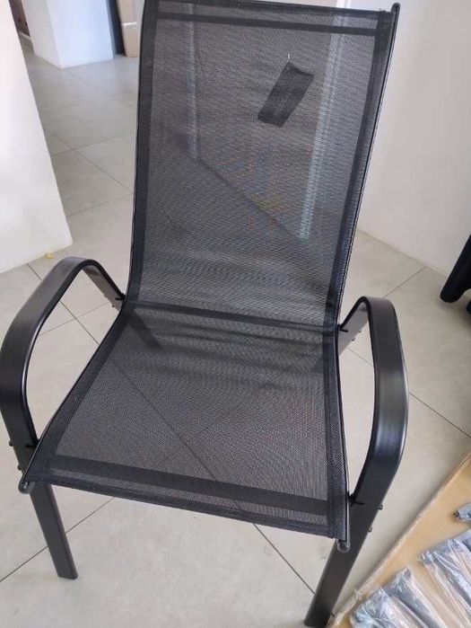 Komplet 4 Krzeseł Ogrodowych Minorka Czarny Metalowy Balkon Ogród NOWE