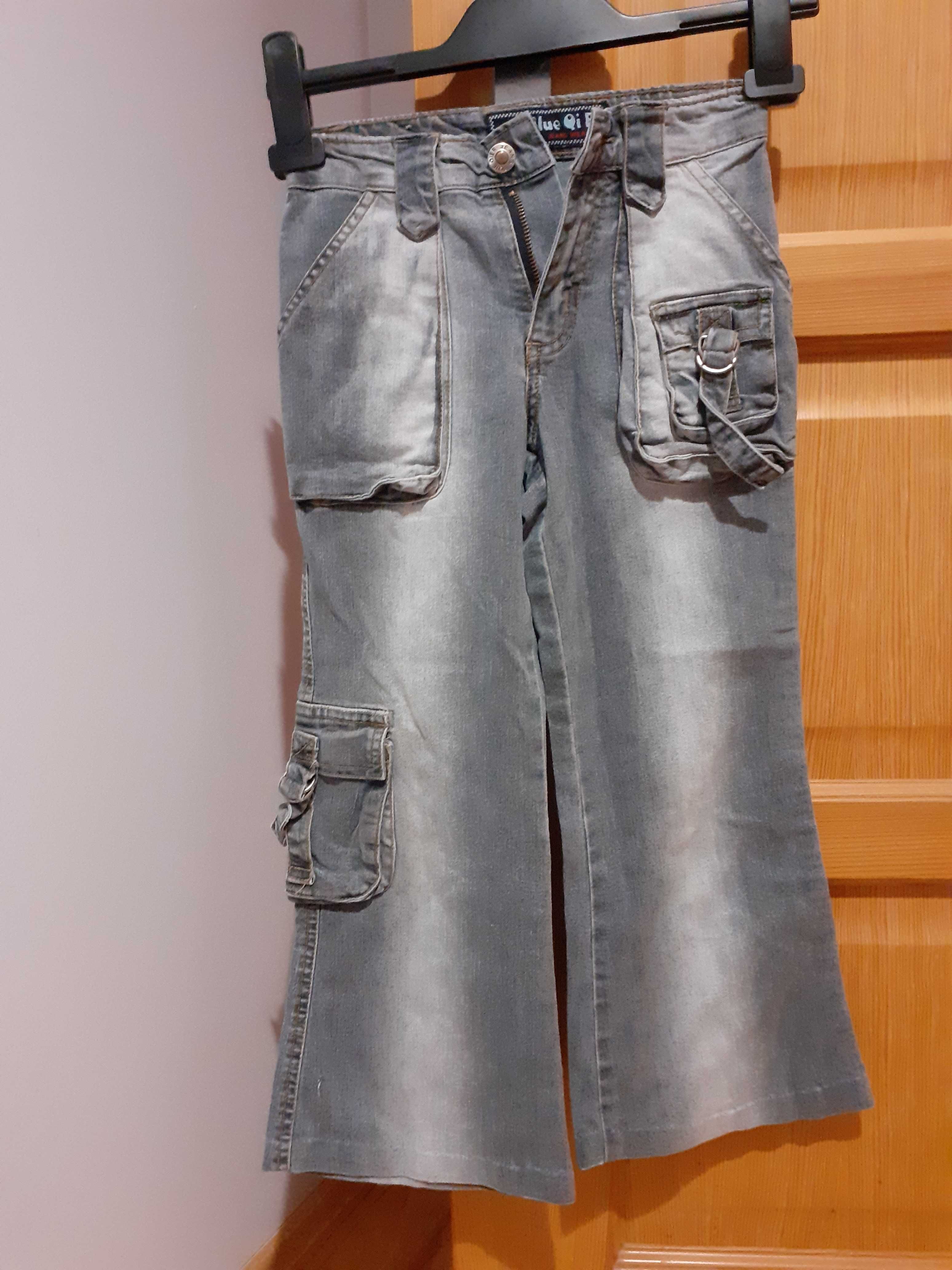 Spodnie jeansowe dziewczęce szare używane