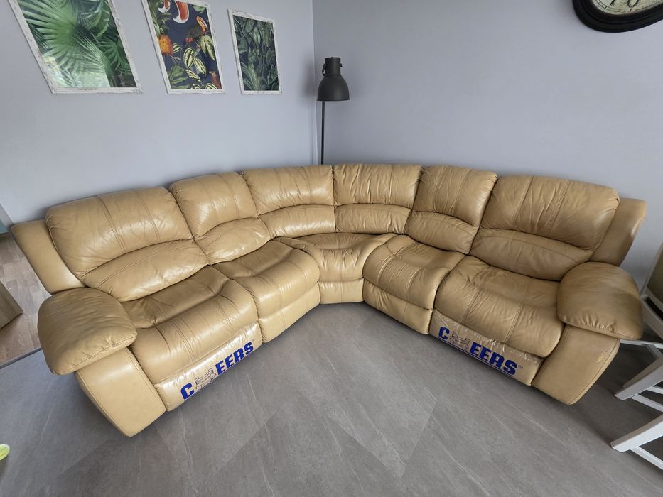 Kanapa rogowa narożnik Skórzany relax