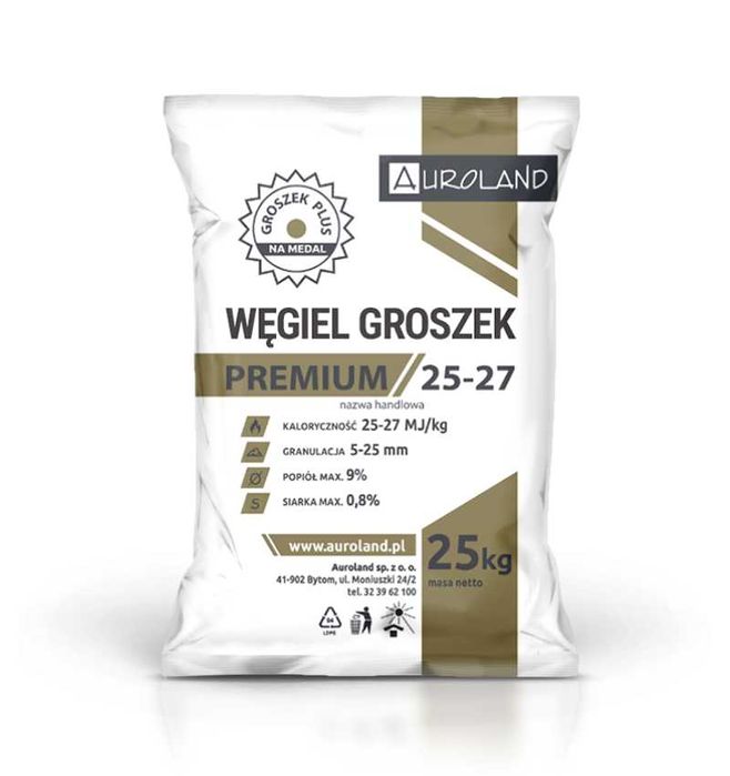 Węgiel Groszek 5-25 mm ZŁOTY Premium (dawniej ekogroszek) 25 kg