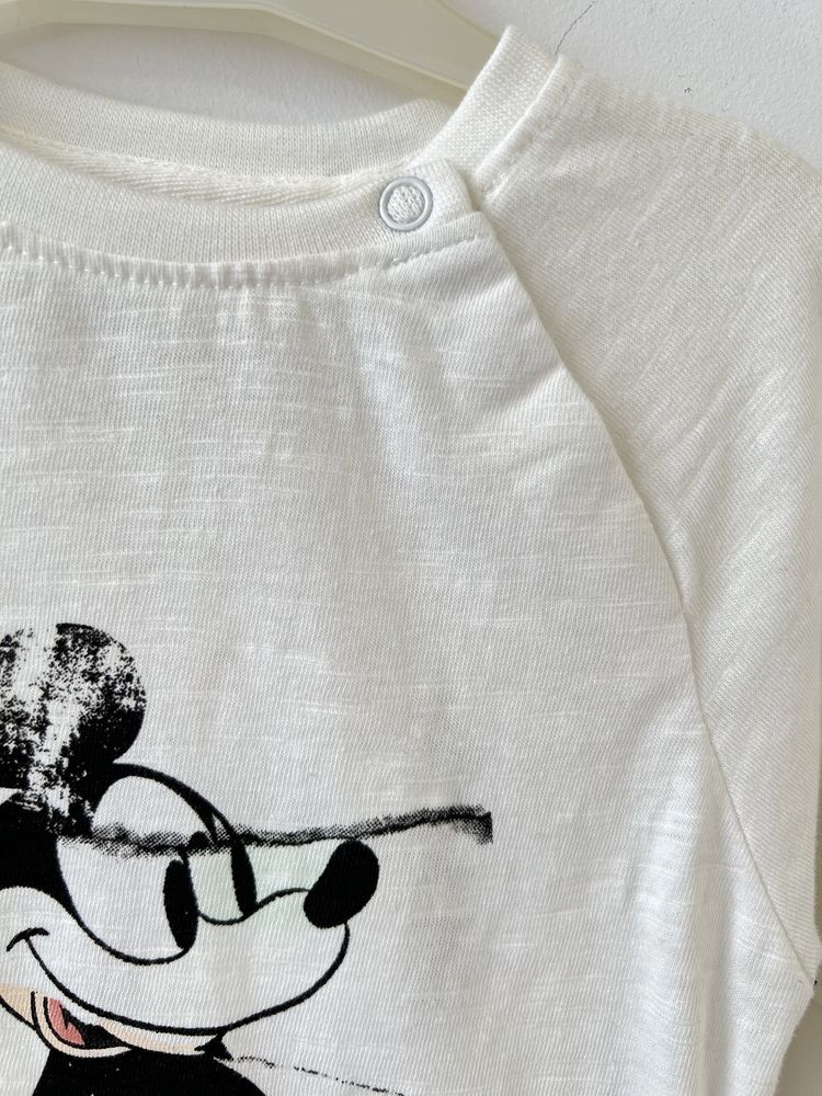 Reserved bluzka dziecięca biała myszka miki r.74