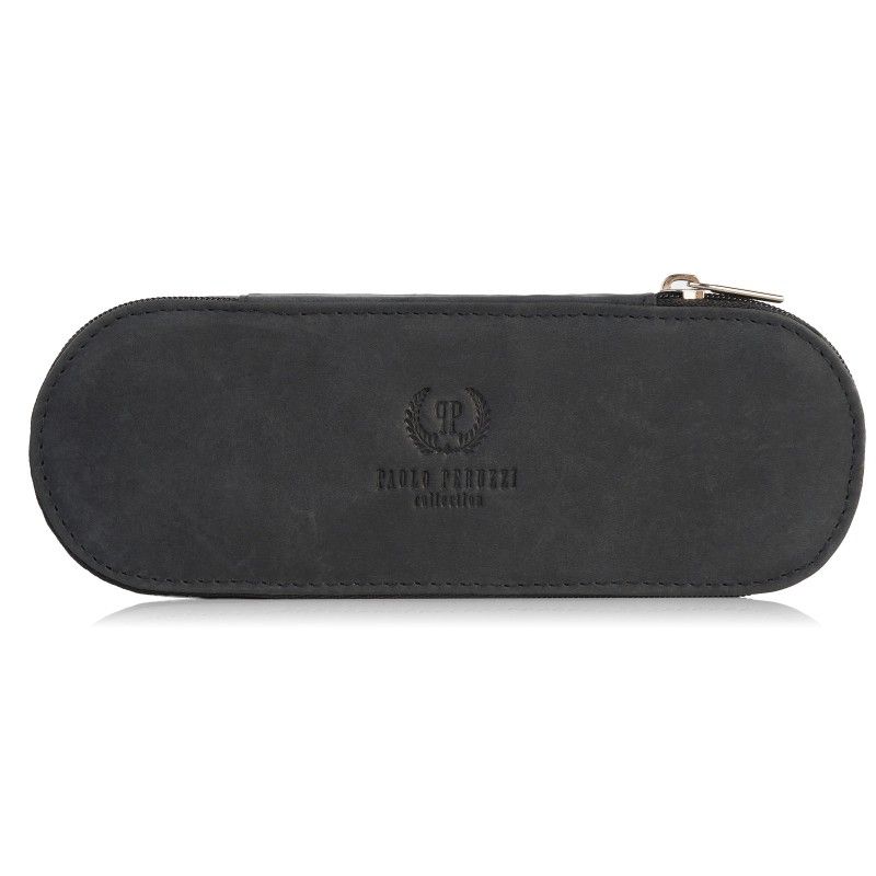 skórzane etui na okulary piórnik czarny vintage paolo peruzzi t-82-hbl
