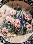 **LENA LIU** BUKIET RÓŻE Kolekcjonerski Talerz Porcelana Vintage Obraz