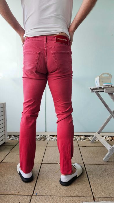 Czerwone spodnie dżinsowe męskie Jacob Cohen Luxury Denim, 32