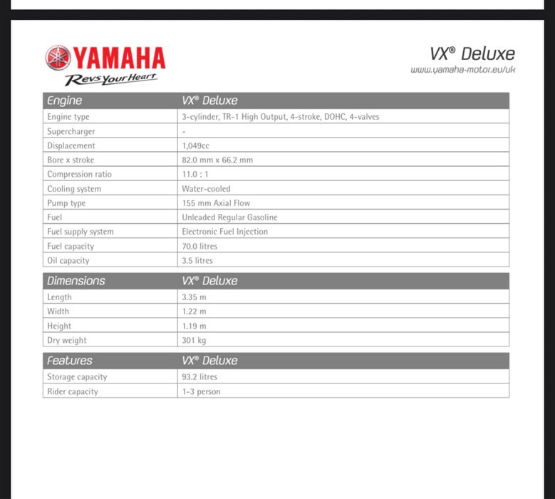 Mota de água Yamaha VX Delux