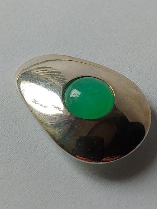 Srebrna zawieszka wisior chryzopraz srebro medalik rękodzieło