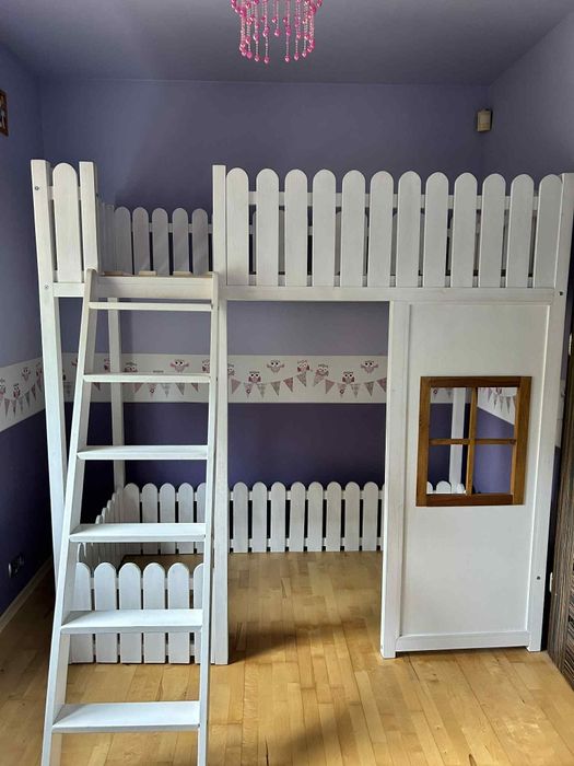 DOMEK Łózko drewniane piętrowe 180x90