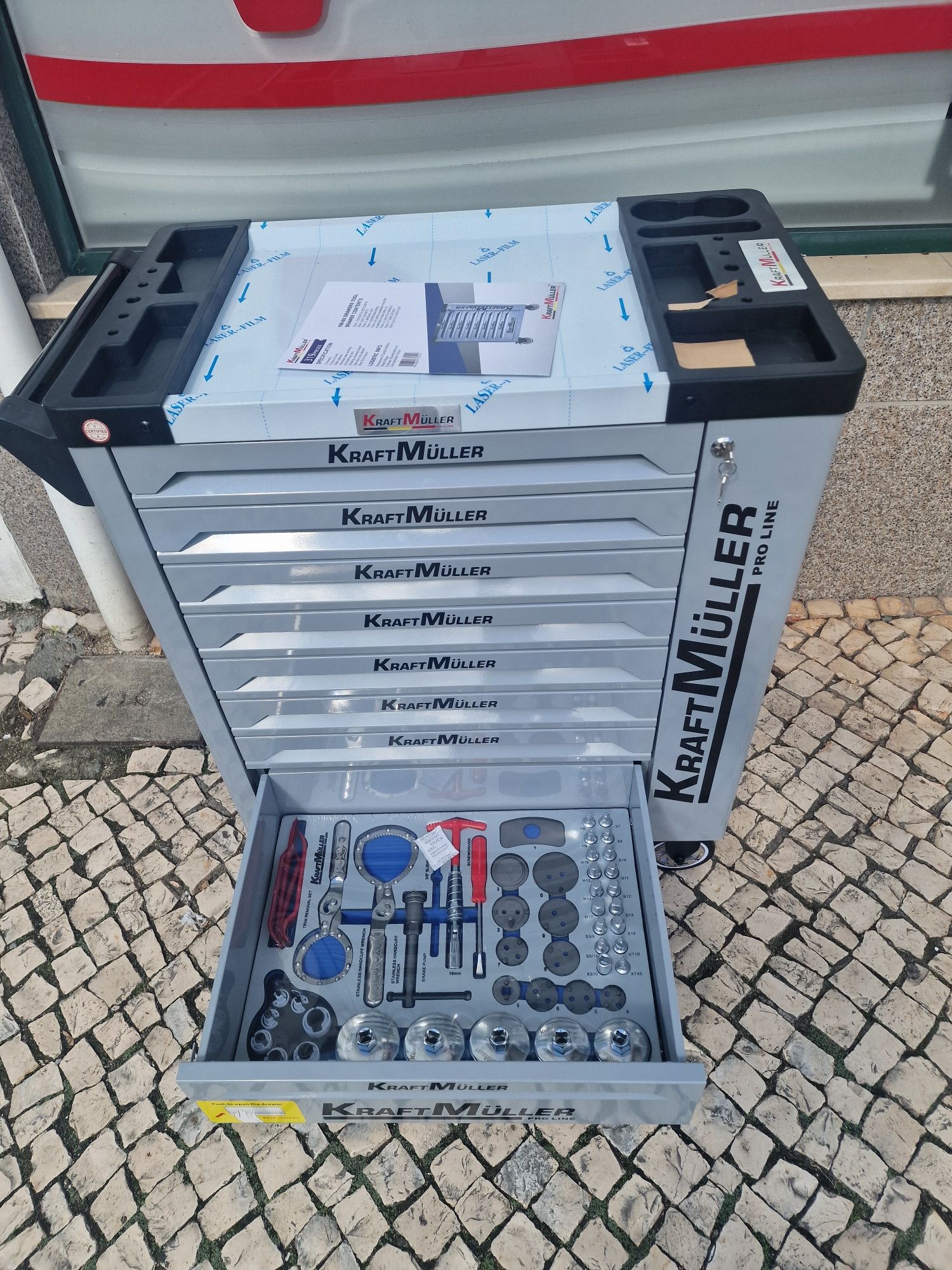 Carrinho de ferramenta de 8 gavetas completas