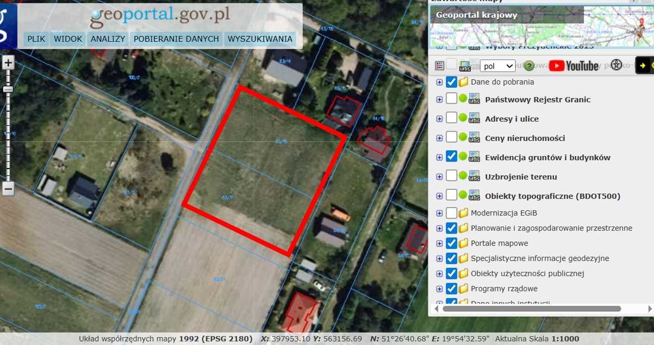 Sprzedam działkę 2500m2 we wsi Adamów