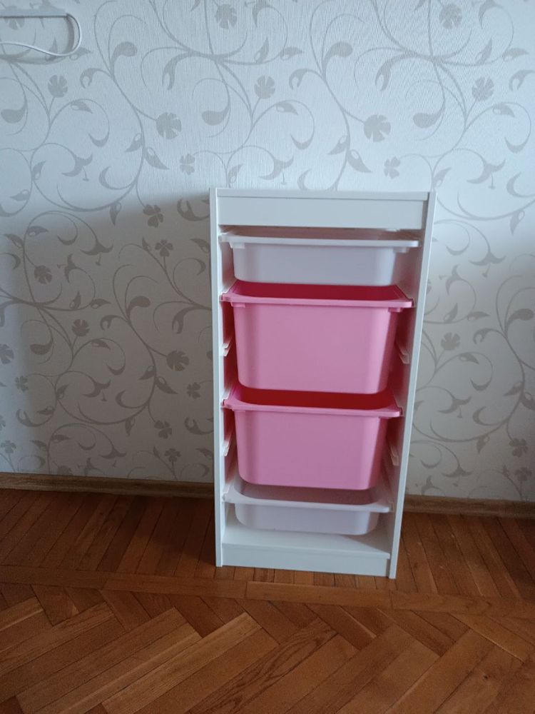Комод для игрушек IKEA TROFAST 46x30x94 см белый розовый 893.359.76