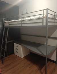 Łóżko piętrowe z biurkiem Ikea svarta