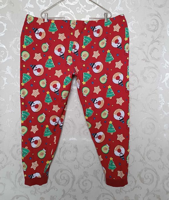 22-24 56-58-60 яскраві домашні піжамні штани новорічні ялинки бавовна