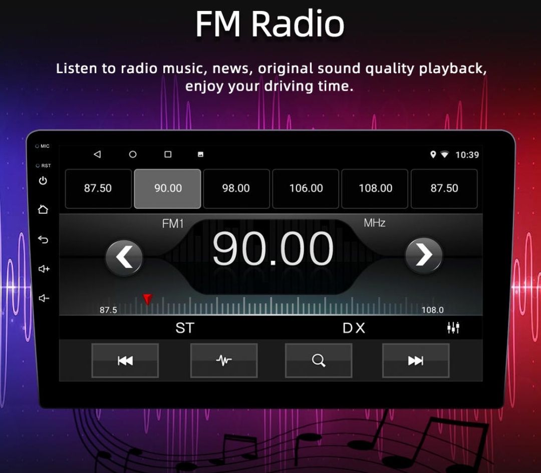 Rádio 2 DIN Android 9 polegadas + Carplay + 4 GB RAM + 32 GB ROM + kit