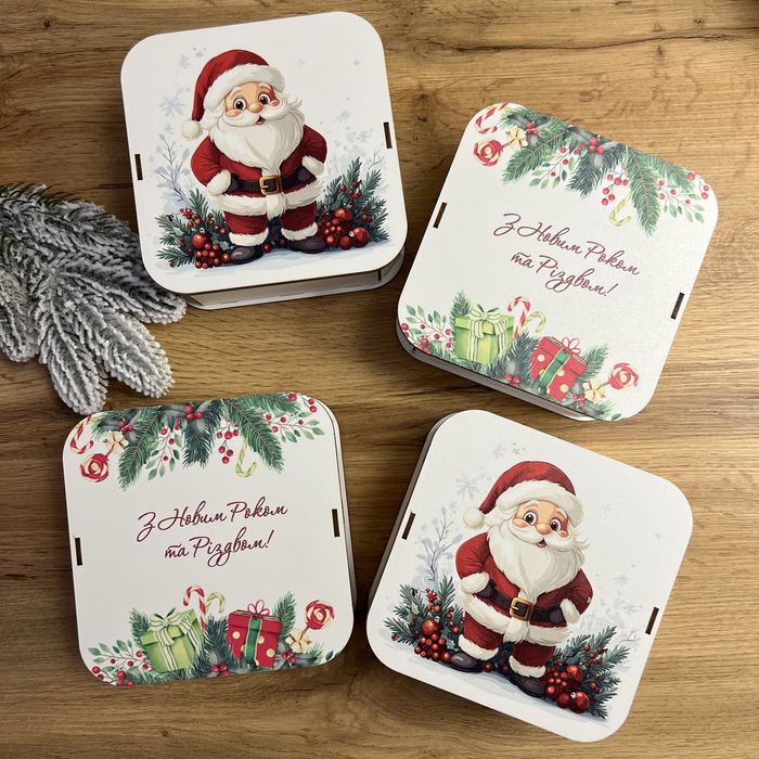 Новорічний бокс, новорічна деревʼяна коробка , новорічний подарунок