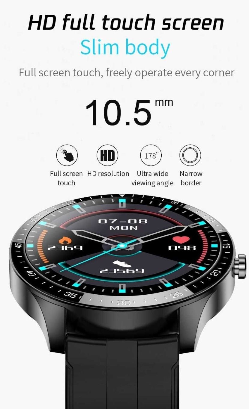 Smartwatch męski przypomnienia o połączeniach i sms,kroki kalorie ciśn