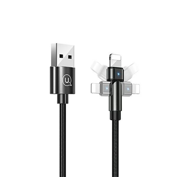 Kabel USB Usams U60 2A Lightning 1M Obrotowy - Czarny