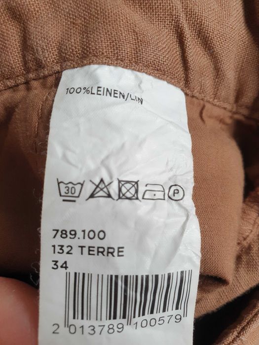 Brązowe rude lniane spodnie Maddison 34 36 ceglaste 100% len