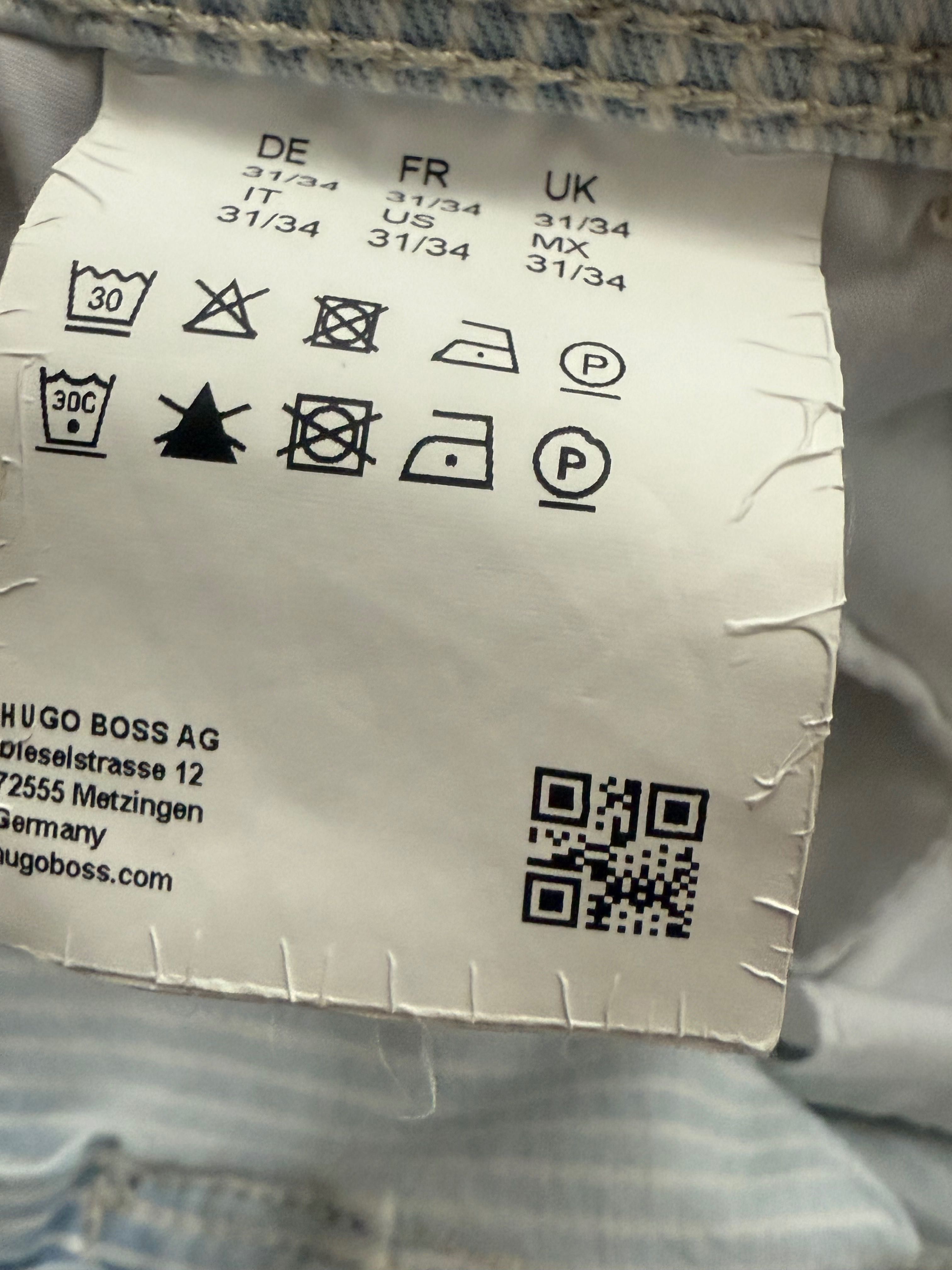 Hugo Boss męskie letnie spodnie M – błękitne w białe paski