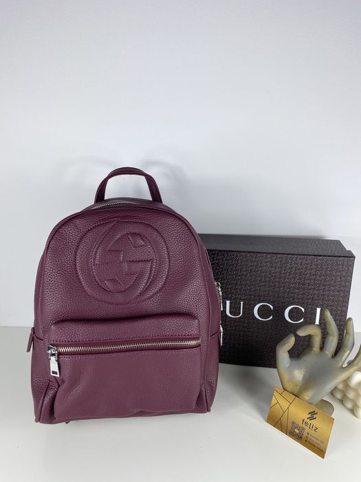 Fioletowy plecak damski Gucci GG duży szkolny podróżny