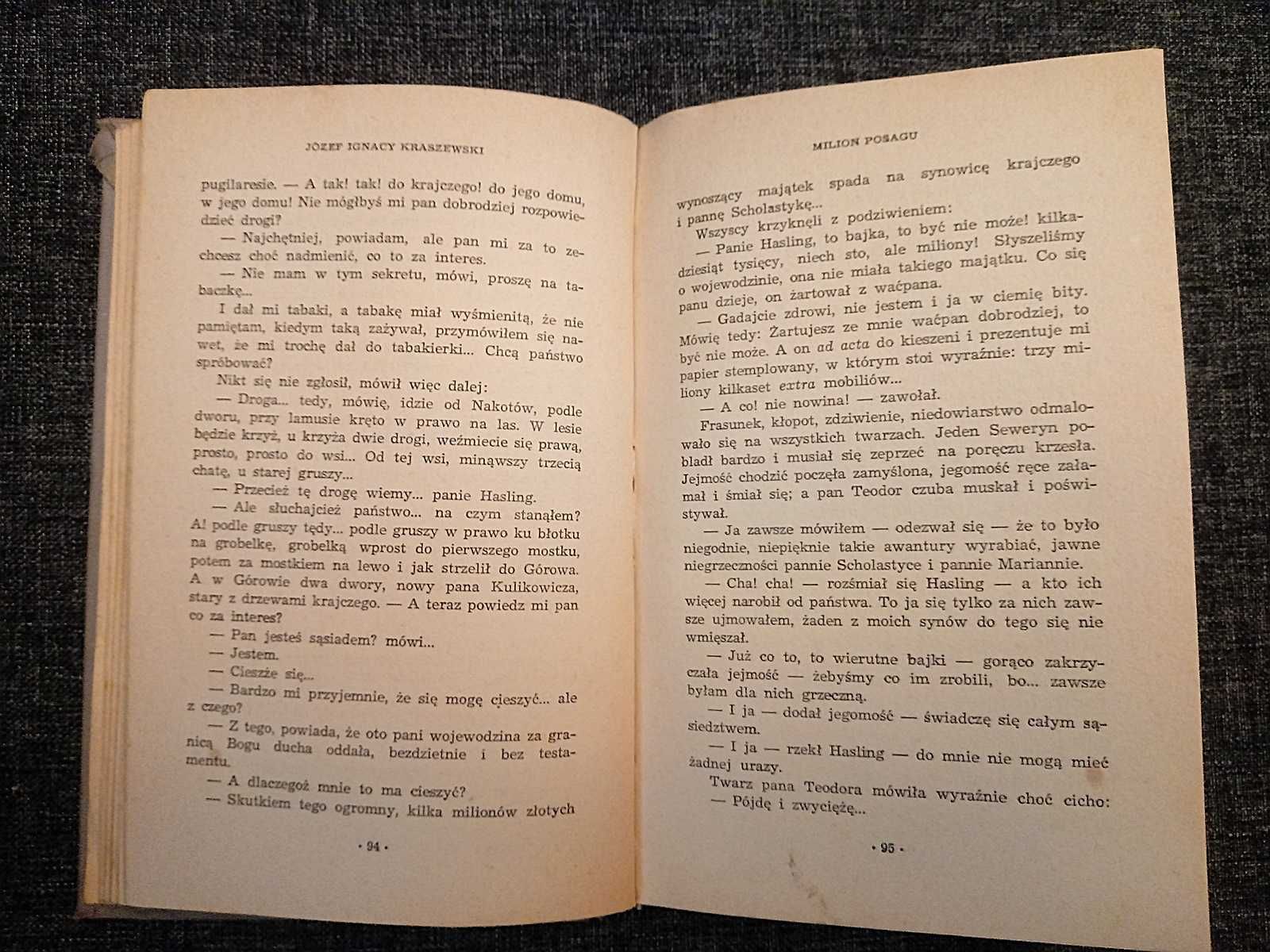 Kraszewski "Milion posagu" Wydawnictwo Literackie Kraków 1959r