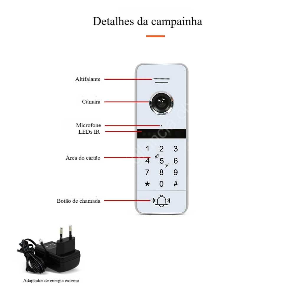 Campainha ‼️IP65 ‼️c/ Câmara 130º ‼️Acesso Seguro ‼️Tuya