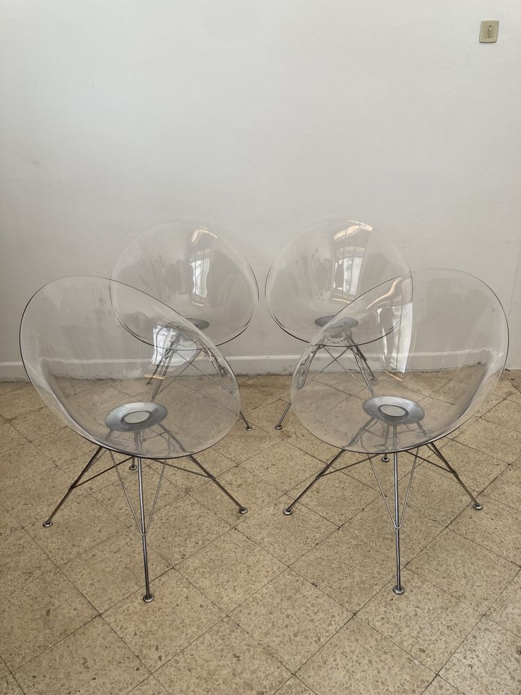 Set of 4 Vintage Eros chairs by Philippe Starck for Kartell, Italy 1990s