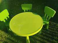 Stolik 3 krzesełka mamut zielone na działkę