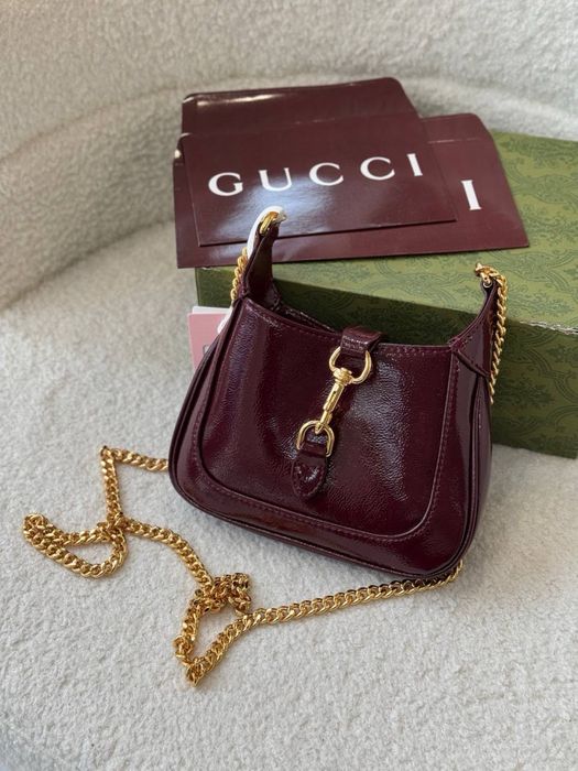 Сумка Gucci міні бордовий колір в коробці