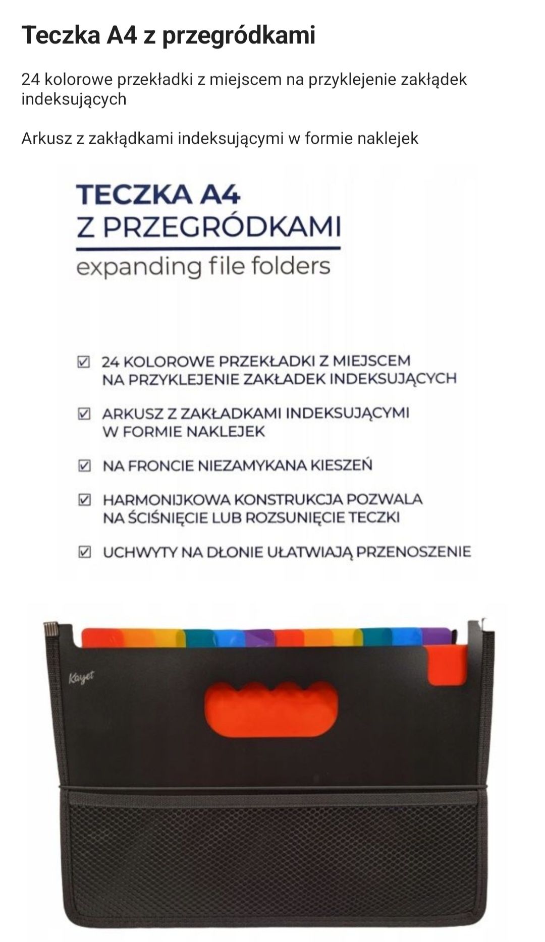 Nowa teczka A4 z przegródkami, aktówka